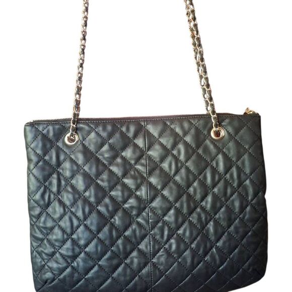 DKNY Gansevoort Quilted Black Napa Lamb Leather Tote - Picture 2 of 8